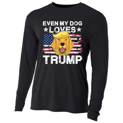 Even My Dog Loves Trump Usa Flag Election Trump Support Cooling Performance Long Sleeve Crew