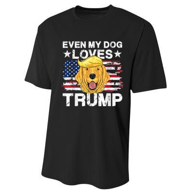 Even My Dog Loves Trump Usa Flag Election Trump Support Performance Sprint T-Shirt