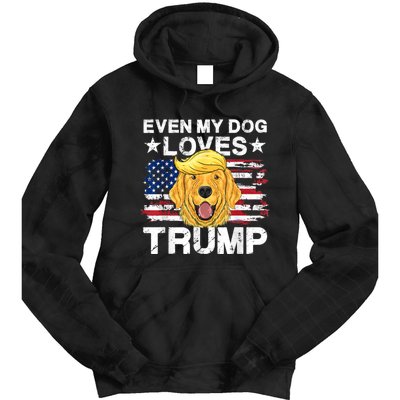 Even My Dog Loves Trump Usa Flag Election Trump Support Tie Dye Hoodie