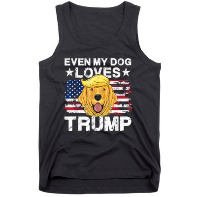 Even My Dog Loves Trump Usa Flag Election Trump Support Tank Top