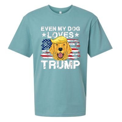 Even My Dog Loves Trump Usa Flag Election Trump Support Sueded Cloud Jersey T-Shirt