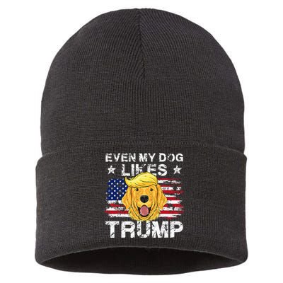 Even My Dog Likes Trump 2024 Supporter Vote Sustainable Knit Beanie