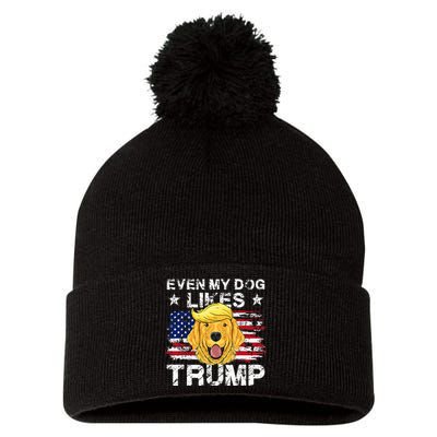 Even My Dog Likes Trump 2024 Supporter Vote Pom Pom 12in Knit Beanie