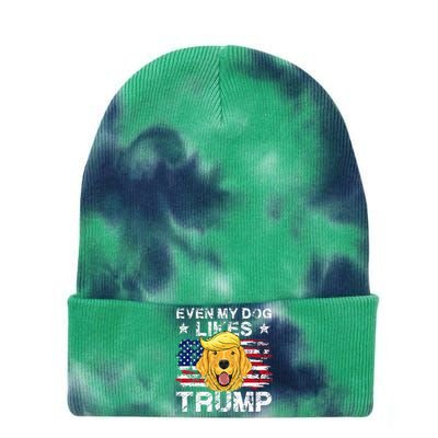 Even My Dog Likes Trump 2024 Supporter Vote Tie Dye 12in Knit Beanie