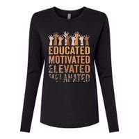 Educated Motivated Elevated Melanated Black Pride Melanin Womens Cotton Relaxed Long Sleeve T-Shirt