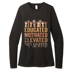 Educated Motivated Elevated Melanated Black Pride Melanin Womens CVC Long Sleeve Shirt