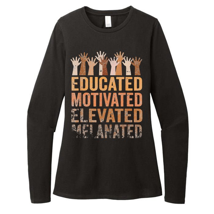 Educated Motivated Elevated Melanated Black Pride Melanin Womens CVC Long Sleeve Shirt