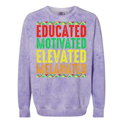 Educated Motivated Elevated Melanated Black Pride Melanin Colorblast Crewneck Sweatshirt