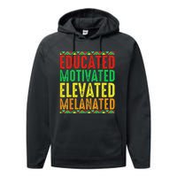 Educated Motivated Elevated Melanated Black Pride Melanin Performance Fleece Hoodie