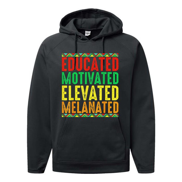 Educated Motivated Elevated Melanated Black Pride Melanin Performance Fleece Hoodie