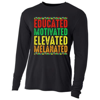 Educated Motivated Elevated Melanated Black Pride Melanin Cooling Performance Long Sleeve Crew