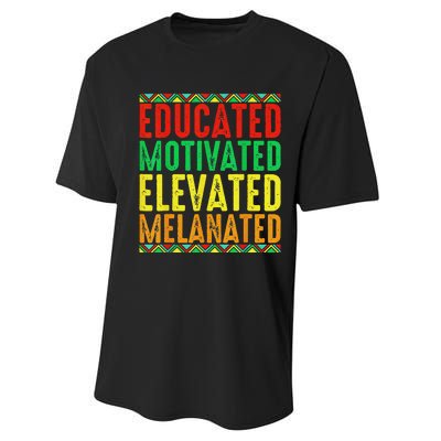 Educated Motivated Elevated Melanated Black Pride Melanin Performance Sprint T-Shirt