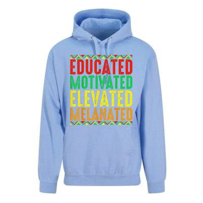 Educated Motivated Elevated Melanated Black Pride Melanin Unisex Surf Hoodie