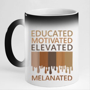 Educated Motivated Elevated Melanated 11oz Black Color Changing Mug