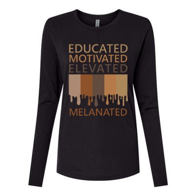 Educated Motivated Elevated Melanated Womens Cotton Relaxed Long Sleeve T-Shirt