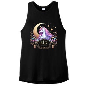 Eid Mubarak Eid Mubarak Unicorn Cute Ladies PosiCharge Tri-Blend Wicking Tank