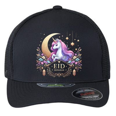 Eid Mubarak Eid Mubarak Unicorn Cute Flexfit Unipanel Trucker Cap