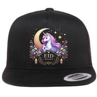 Eid Mubarak Eid Mubarak Unicorn Cute Flat Bill Trucker Hat