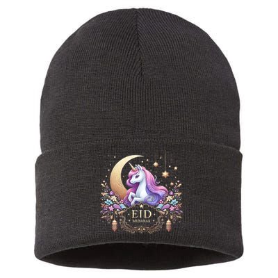 Eid Mubarak Eid Mubarak Unicorn Cute Sustainable Knit Beanie