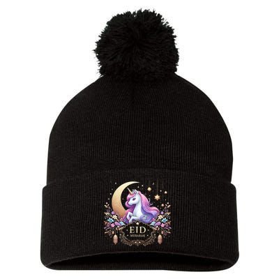 Eid Mubarak Eid Mubarak Unicorn Cute Pom Pom 12in Knit Beanie