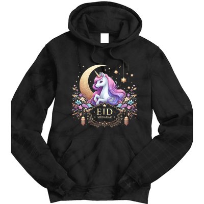 Eid Mubarak Eid Mubarak Unicorn Cute Tie Dye Hoodie