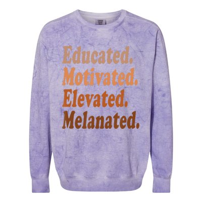 Educated Motivated Elevated Melanated Black Pride Melanin Colorblast Crewneck Sweatshirt