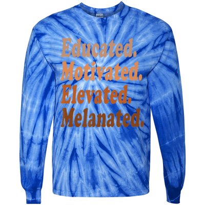 Educated Motivated Elevated Melanated Black Pride Melanin Tie-Dye Long Sleeve Shirt