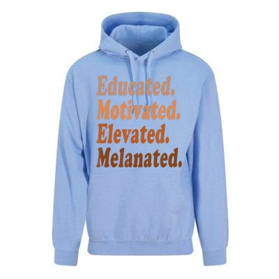 Educated Motivated Elevated Melanated Black Pride Melanin Unisex Surf Hoodie