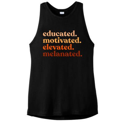 Educated Motivated Elevated Melanated Black History Month Ladies PosiCharge Tri-Blend Wicking Tank