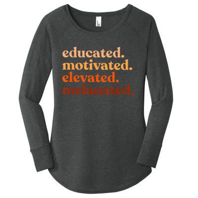 Educated Motivated Elevated Melanated Black History Month Women's Perfect Tri Tunic Long Sleeve Shirt