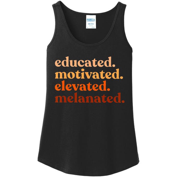 Educated Motivated Elevated Melanated Black History Month Ladies Essential Tank