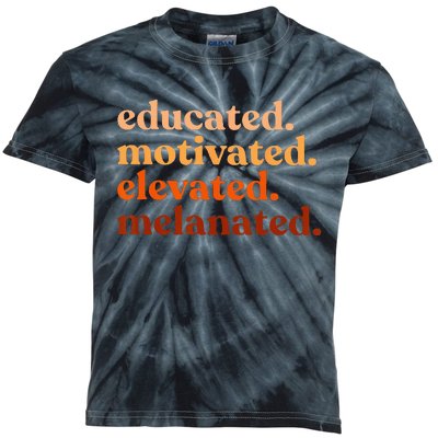 Educated Motivated Elevated Melanated Black History Month Kids Tie-Dye T-Shirt