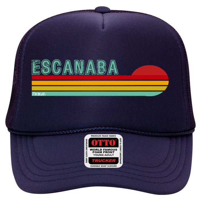 Escanaba Michigan High Crown Mesh Back Trucker Hat