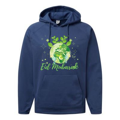 Eid Mubarak Earth Day Design Gift Performance Fleece Hoodie