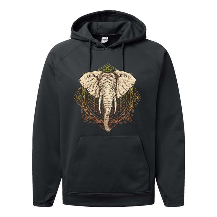 Elephant Mandala Performance Fleece Hoodie