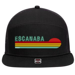 Escanaba Michigan 7 Panel Mesh Trucker Snapback Hat