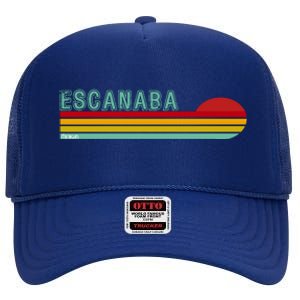 Escanaba Michigan High Crown Mesh Back Trucker Hat