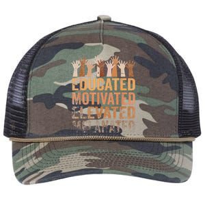 Educated Motivated Elevated Melanated Black History Month Retro Rope Trucker Hat Cap