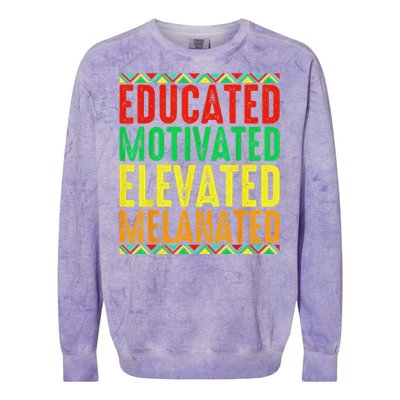 Educated Motivated Elevated Melanated Black History Month Colorblast Crewneck Sweatshirt