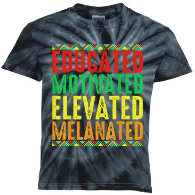 Educated Motivated Elevated Melanated Black History Month Kids Tie-Dye T-Shirt