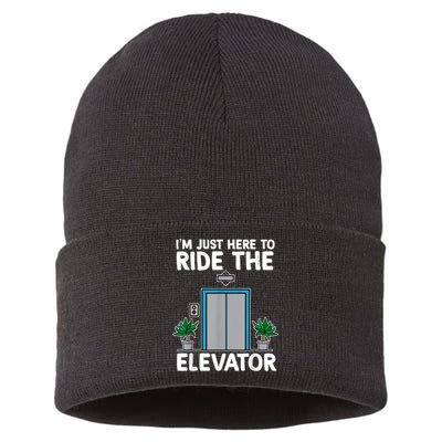 Elevator Mechanic Engineer Funny Elevators Lovers Take Ride Sustainable Knit Beanie