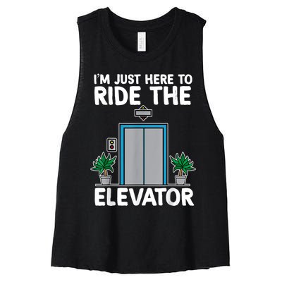 Elevator Mechanic Engineer Funny Elevators Lovers Take Ride Women's Racerback Cropped Tank