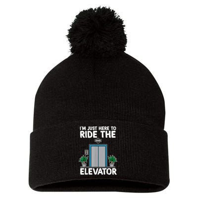 Elevator Mechanic Engineer Funny Elevators Lovers Take Ride Pom Pom 12in Knit Beanie