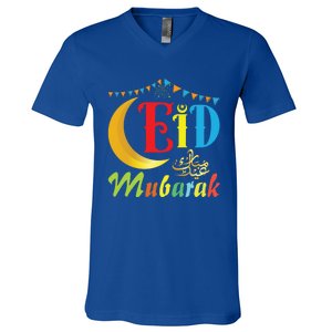 Eid Mubarak Eid Algreat Giftfitr And Eid Algreat Giftadha Eid Ramadan Islamic V-Neck T-Shirt