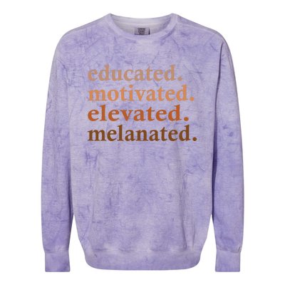 Educated Motivated Elevated Melanated Black Pride Melanin Colorblast Crewneck Sweatshirt