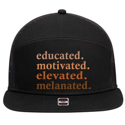 Educated Motivated Elevated Melanated Black Pride Melanin 7 Panel Mesh Trucker Snapback Hat