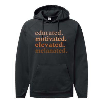 Educated Motivated Elevated Melanated Black Pride Melanin Performance Fleece Hoodie