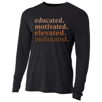 Educated Motivated Elevated Melanated Black Pride Melanin Cooling Performance Long Sleeve Crew