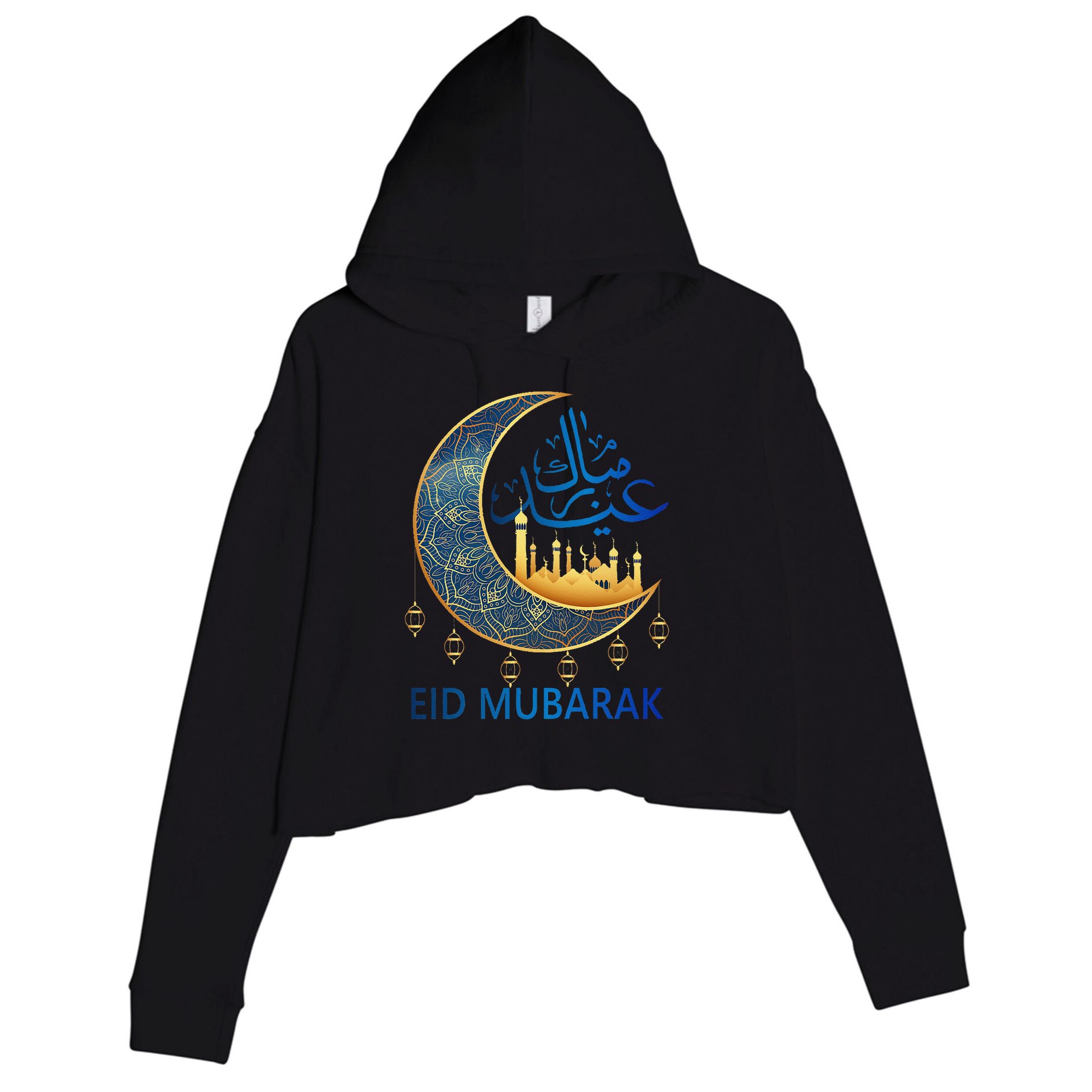 Eid Mubarak Eid Clothes for Muslim Ramadan Eid al Fitr Crop Fleece Hoodie