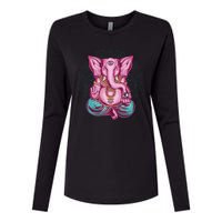 Elephant Meditating Womens Cotton Relaxed Long Sleeve T-Shirt